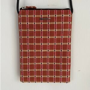 Resortcore Jim Thompson Textured Thai Silk Mini Crossbody Bag Orange Gold Brown